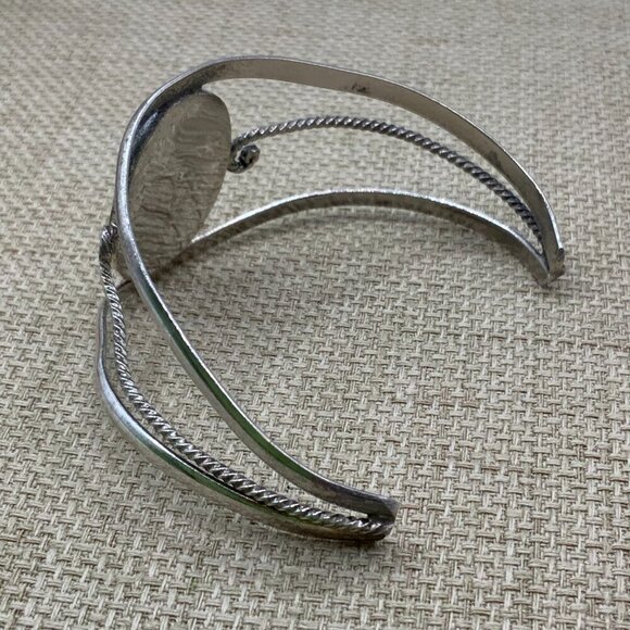 Alpaca Mexico Silver Abalone Flower Inlay Cuff Bracelet - Picture 6 of 9